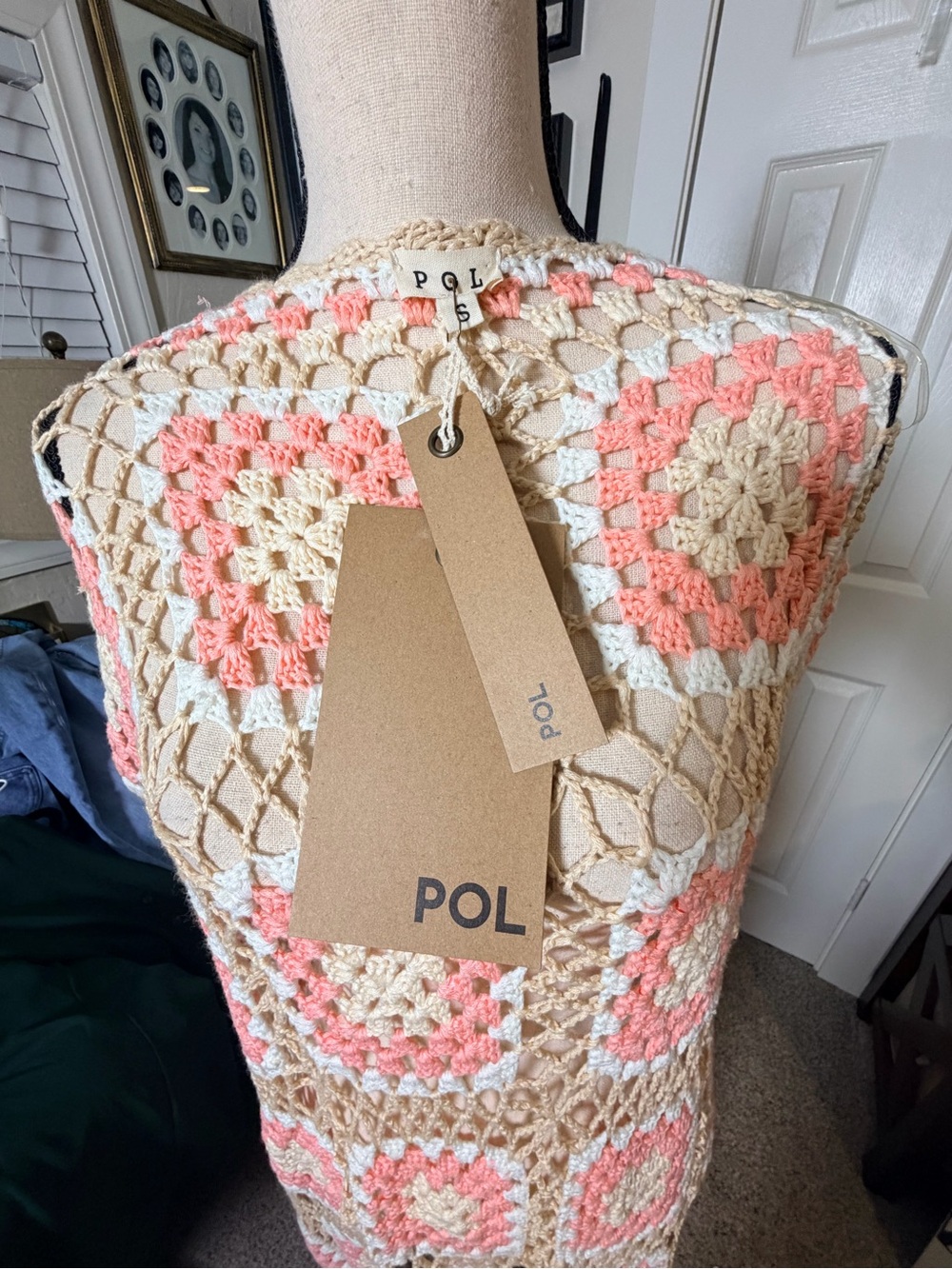 POL Granny Square Crochet Open-Front Duster Cardigan NWT Size Small - Picture 12 of 14